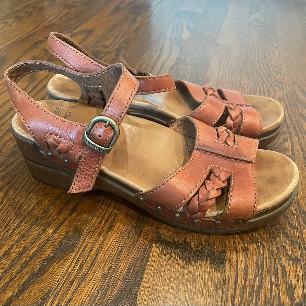 Dansko Tan Leather Sandals with Braided Straps